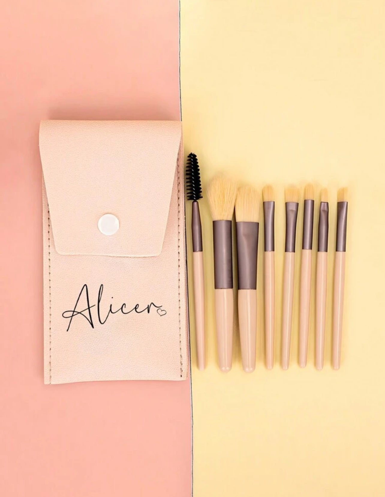 Ensemble de pinceaux de maquillage avec sac combo de nom personnalisé, parfait pour les cadeaux