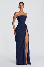 ROBE LONGUE CYRA - BLEU MARINE