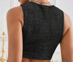 Women's Sleeveless Tank Top With Rhinestone Fringes
