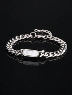 Bracelet Maille Cubaine & Pierre Naturelle – Élégance et Caractère