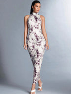 Robe Sans Manches À Col Montant Et Imprimé Léopard