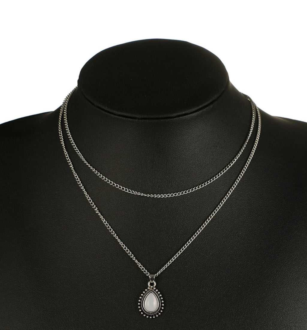 Collier Double Boho avec Perles et Cristaux