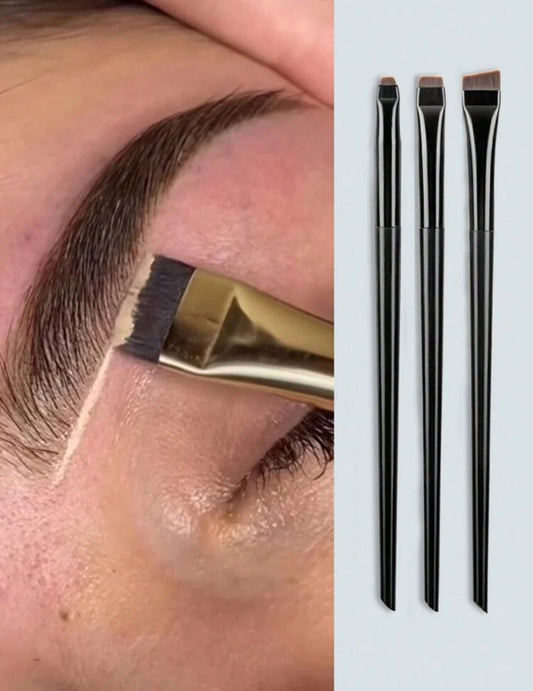 3 pièces/ensemble pinceaux de maquillage comprenant un pinceau Eyeliner coudé, un pinceau à sourcils, un pinceau fard à paupières Ultra-fin