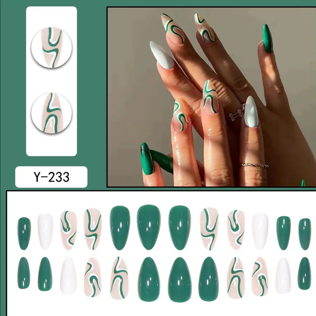 Faux ongles Motif Vert Artistique
