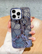 Coque iPhone "Floral Chrome" – Design 3D Luxueux & Reflets Métallisés