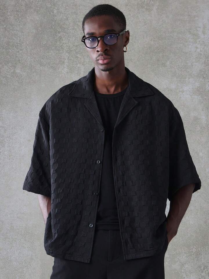 Chemise Homme Oversize Texturée – Style Élégant Décontracté