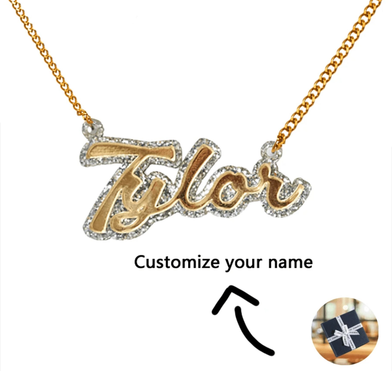 Collier personnalisé avec nom en acrylique, plaque signalétique colorée personnalisée, chaîne avec nom