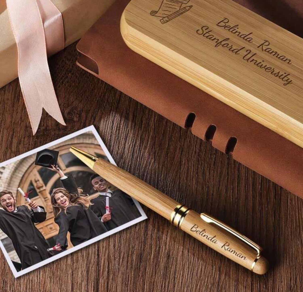 Cadeaux de remise de diplôme personnalisés, stylo en bois gravé, boîte à stylos, cadeau Unique