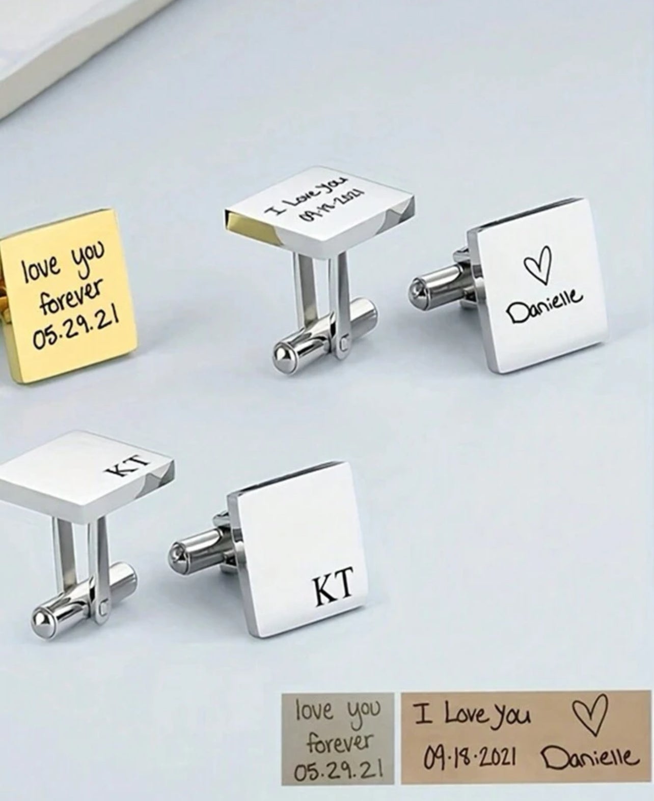 Boutons De Manchette Carrés Classiques Personnalisés En Acier Inoxydable Gravés Sur Mesure
