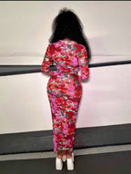 Robe Moulante Froncée À Imprimé Fleuri