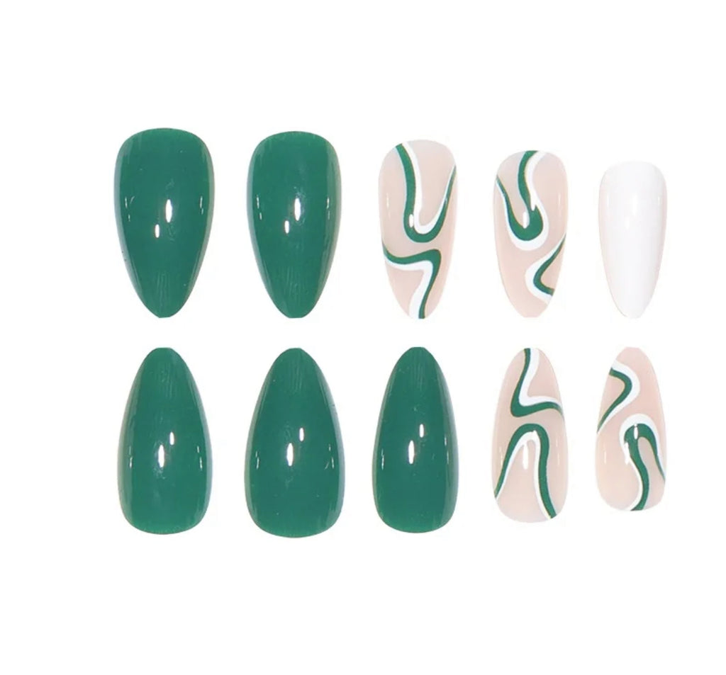 Faux ongles Motif Vert Artistique