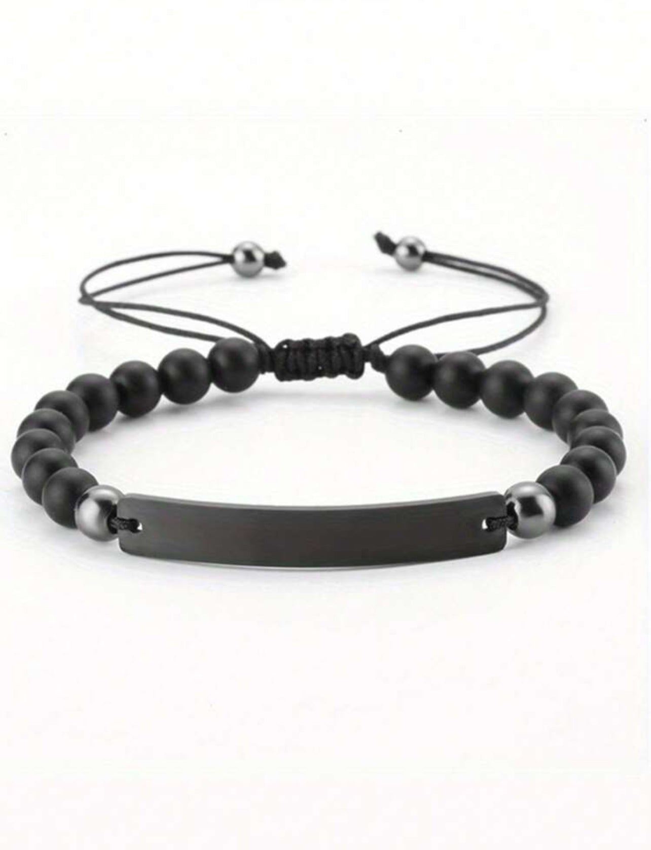 Bracelet de couple en perle avec date gravable
