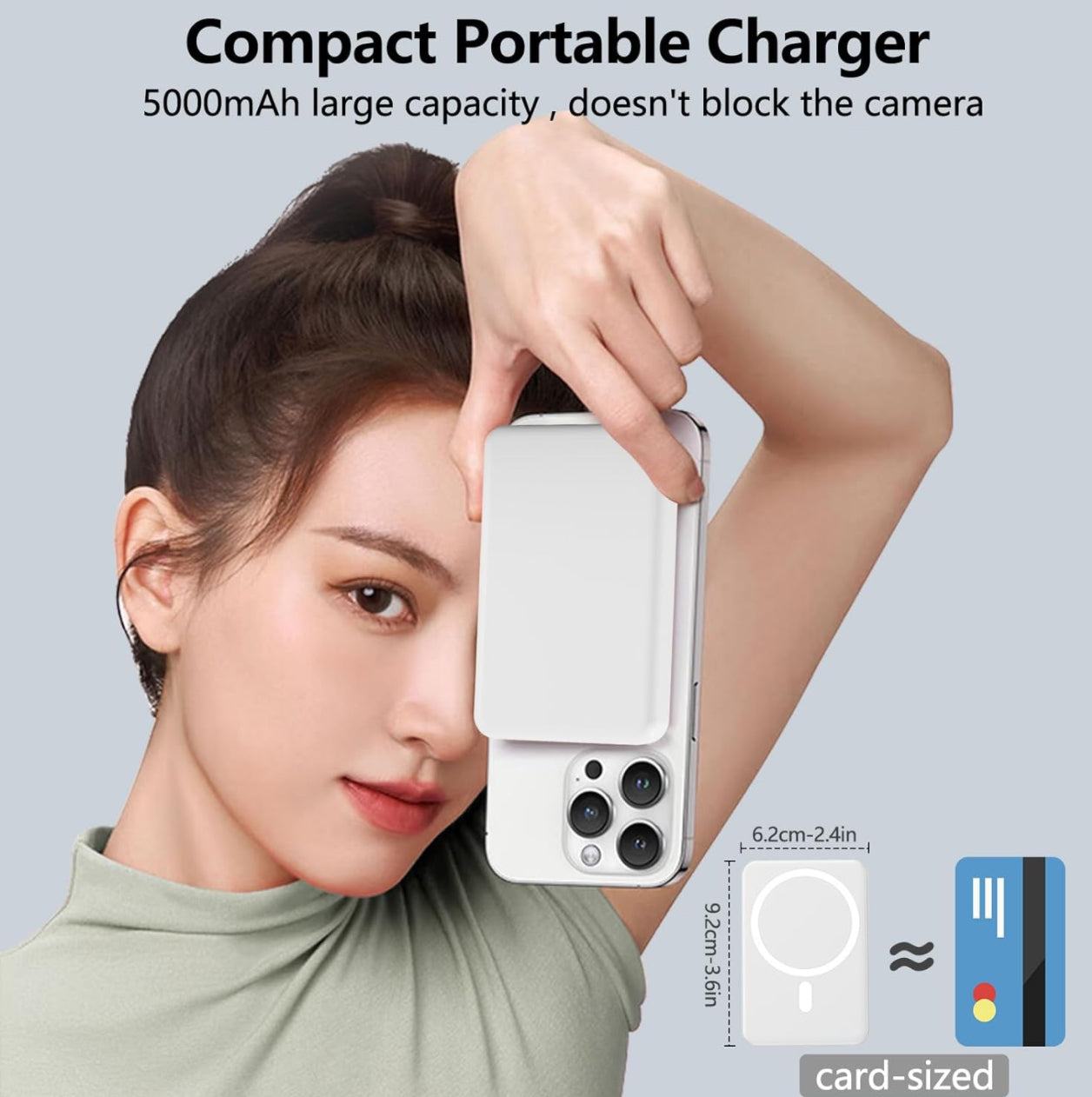 Power Bank magnétique sans fil 5000mAh 5V Chargeur portable pour smartphone
