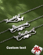 Collier personnalisé en forme d'aile avec nom personnalisé, avec chaîne à pendentif au choix en acier inoxydable