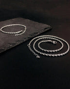 Ensemble Chaîne & Bracelet Torsadés en Acier Inoxydable Doré