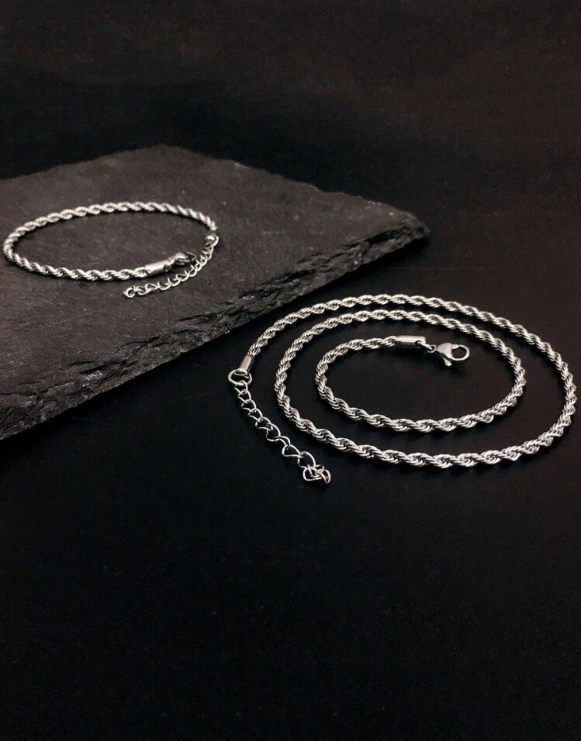 Ensemble Chaîne & Bracelet Torsadés en Acier Inoxydable Doré