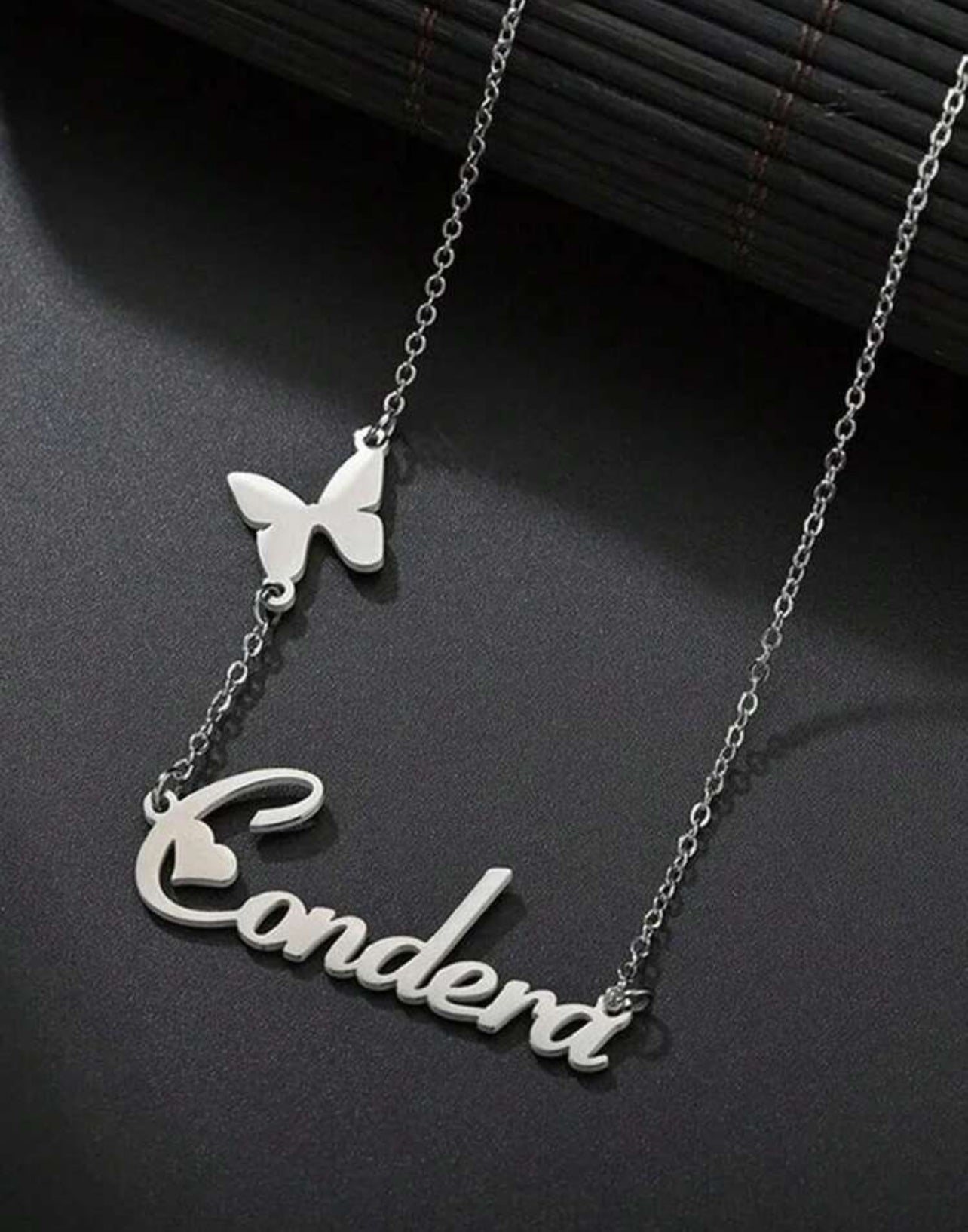 Collier personnalisé avec pendentif coeur papillon, pour filles, femmes