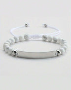 Bracelet de couple en perle avec date gravable