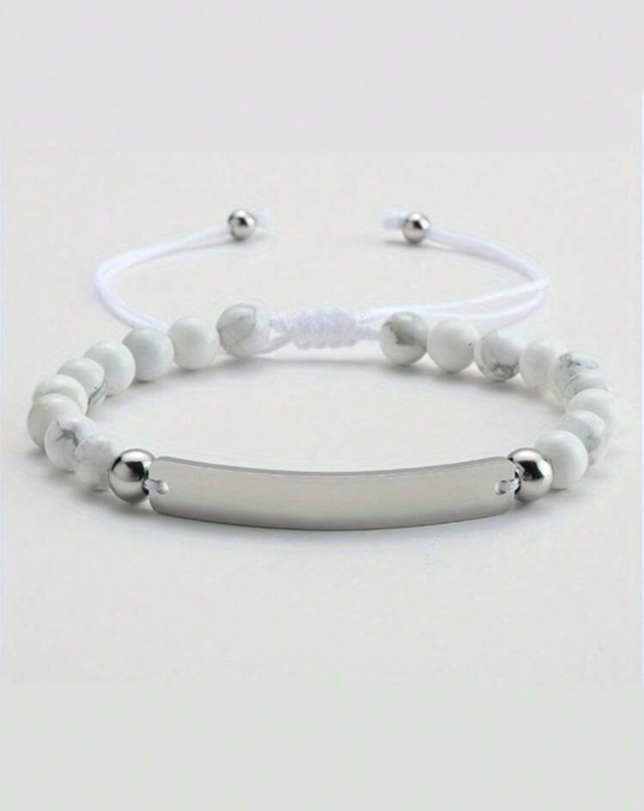 Bracelet de couple en perle avec date gravable