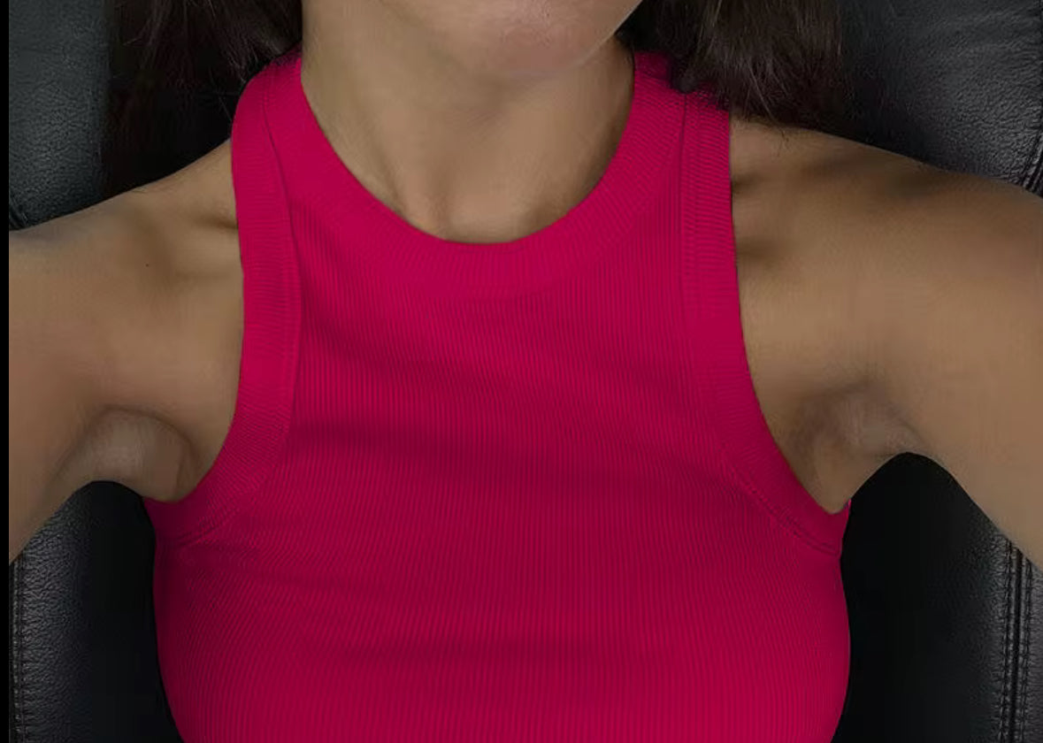 Débardeur côtelé basique – Col rond