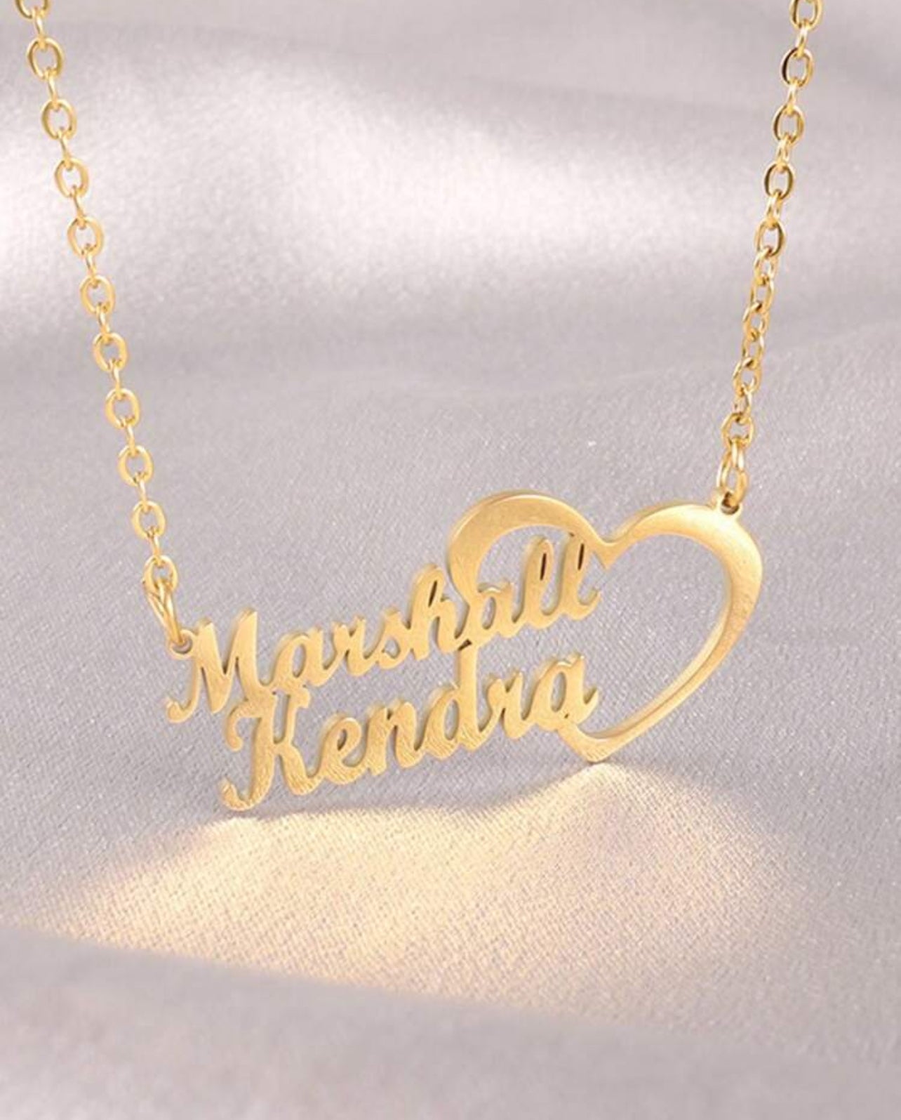 1pc Collier Acier Inoxydable Personnalisé Double Nom avec cœur