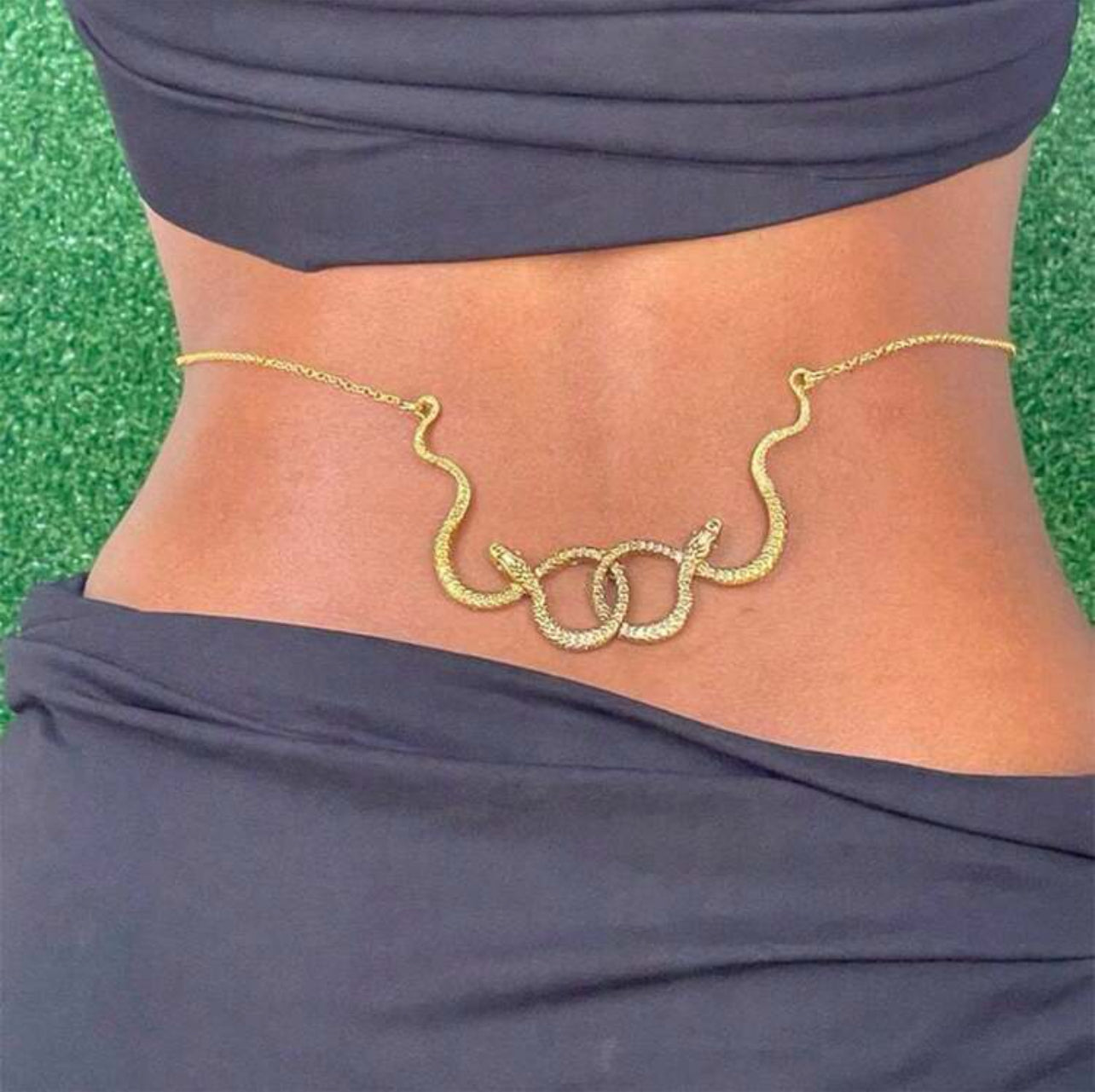 Sexy Doppelschlangen-Körperkette, Rückenkette, Taillenkette,