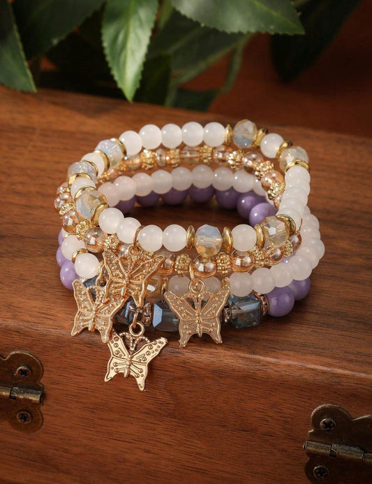 Pearl Bracelets with Butterfly Charms - Elegance and Femininity