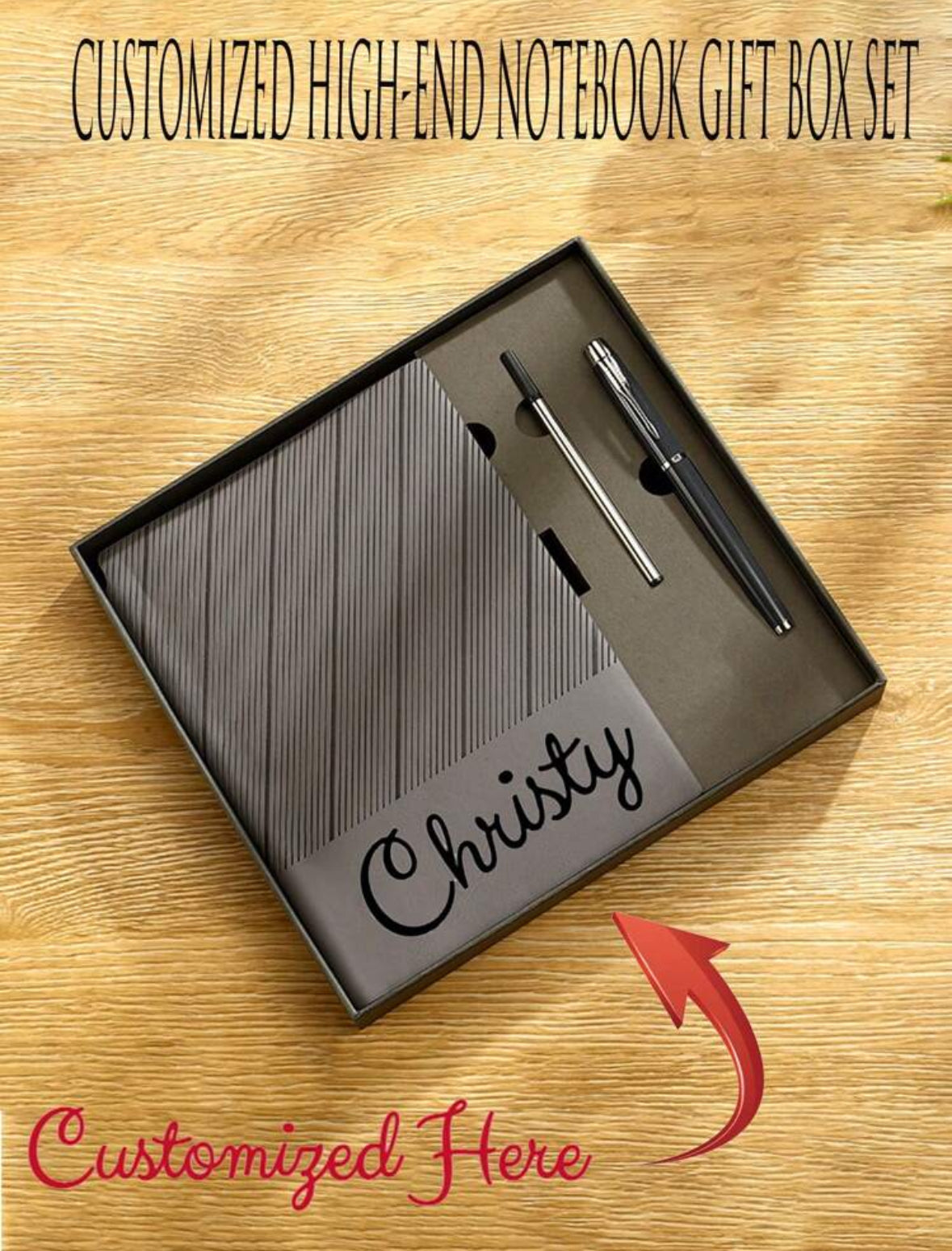 Ensemble cadeau personnalisé de carnet et stylo haut de gamme