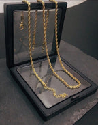 Ensemble Chaîne & Bracelet Torsadés en Acier Inoxydable Doré