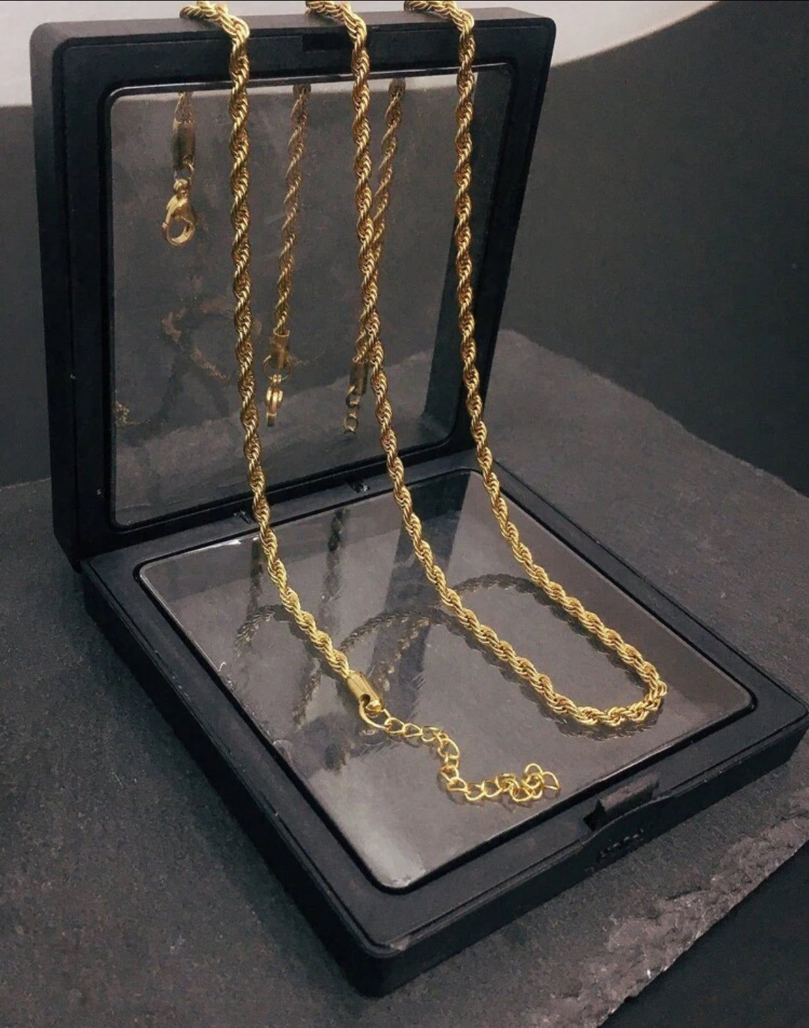 Ensemble Chaîne & Bracelet Torsadés en Acier Inoxydable Doré