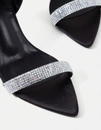 Sandales à Talons Noir avec Strass Éclatants
