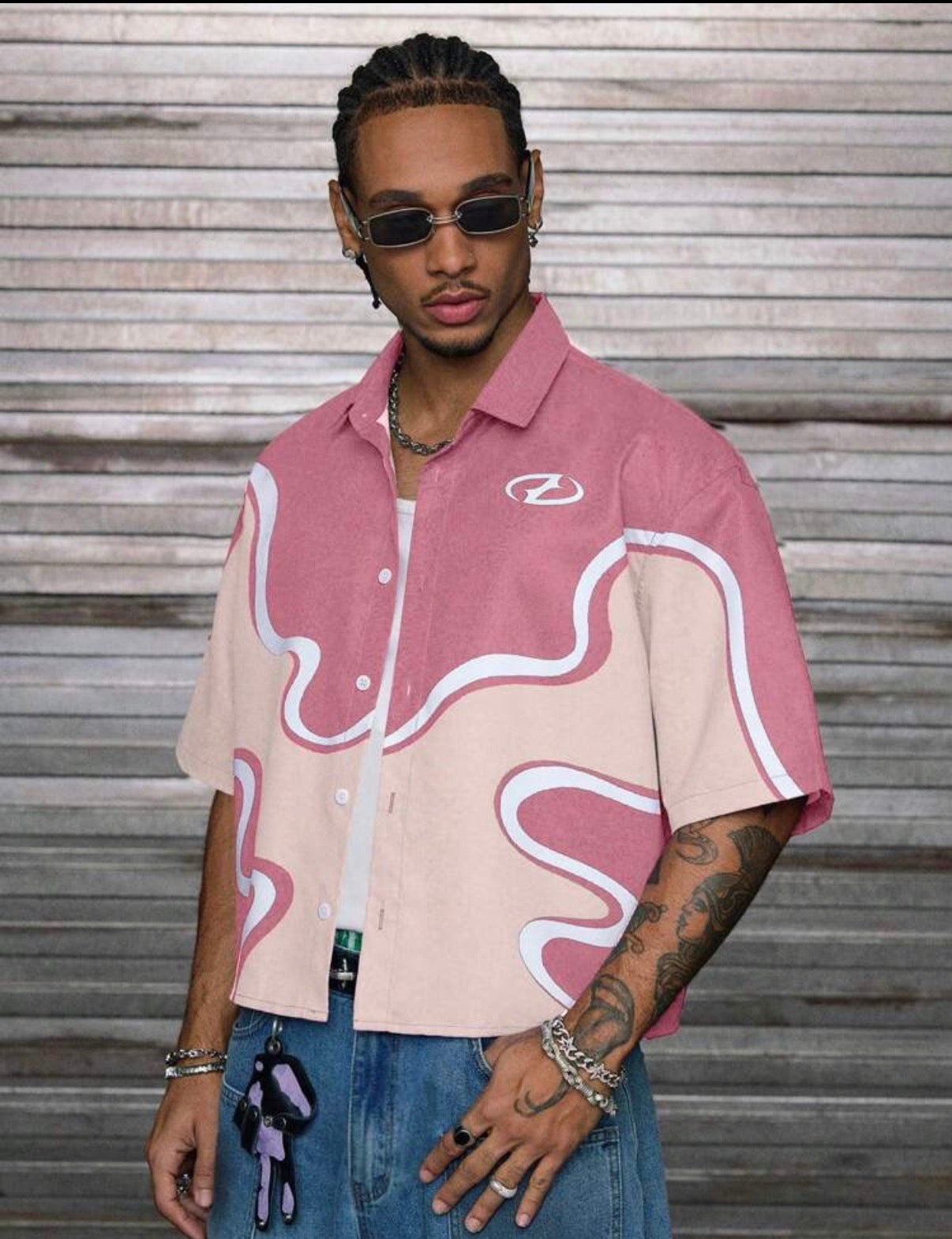 Chemise Homme Oversize à Motif Graphique – Manches Courtes