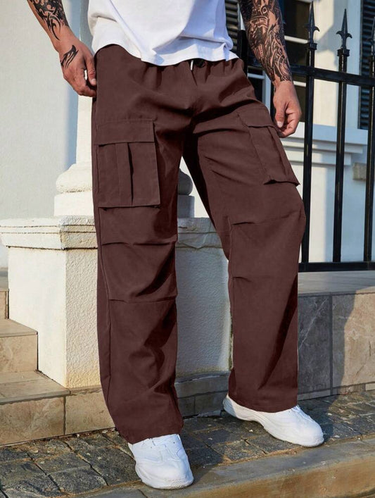 Pantalon cargo à rabat sur le côté de la poche pour hommes Loose Fit