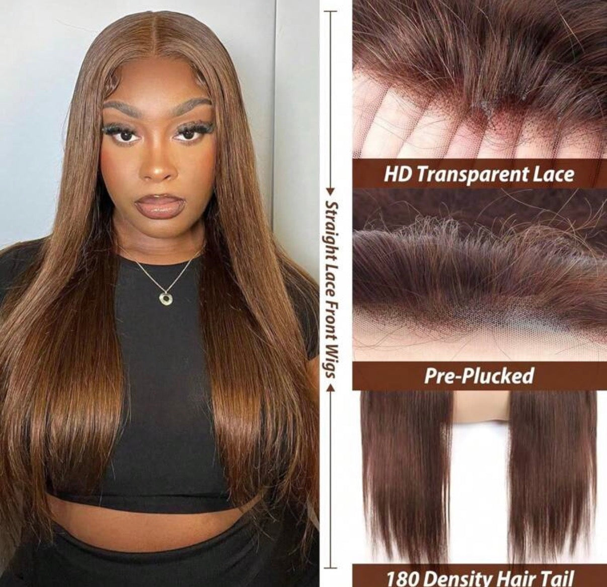 Perruque Lace Frontal 180% - Cheveux Humains Lisses