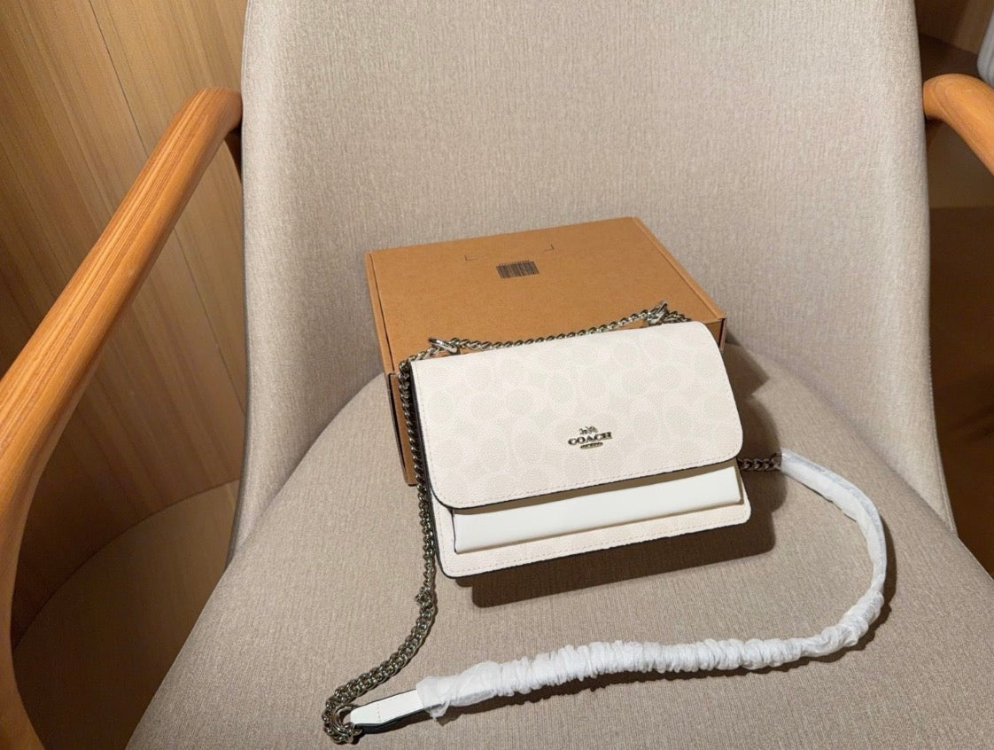 Sac à Bandoulière Klare en Toile Signature – Coach Blanc