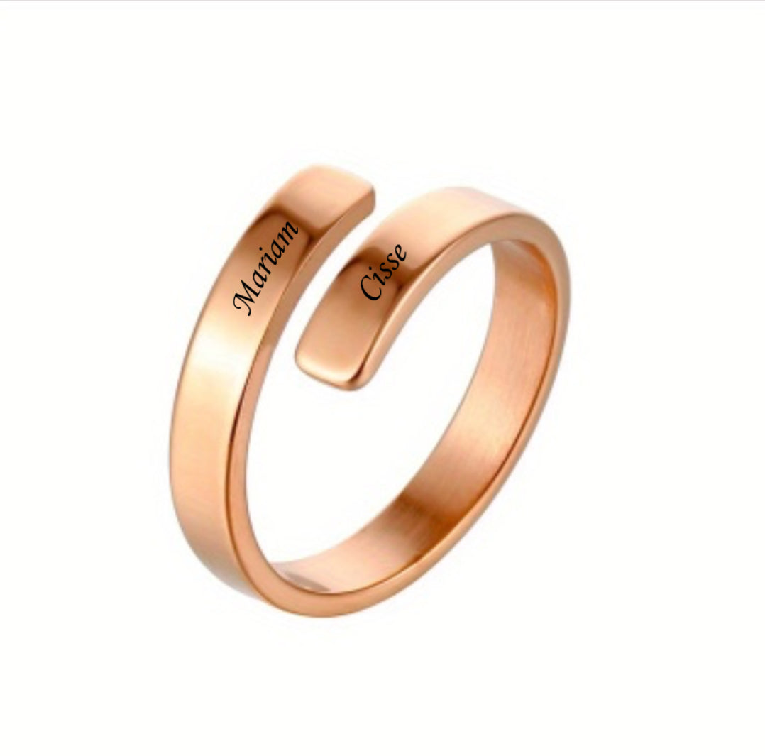 Bague personnalisée minimaliste double couche gravée en acier inoxydable unisexe