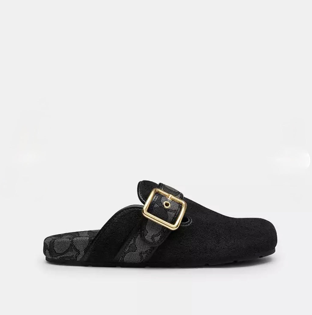 Coach Archival Buckle Clog – Sabots Femme en Cuir Suédé
