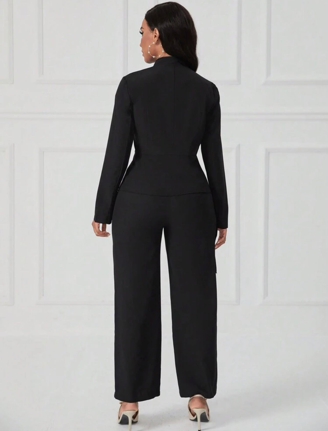 Ensemble Pantalon & Blouse Unicolore Asymétrique