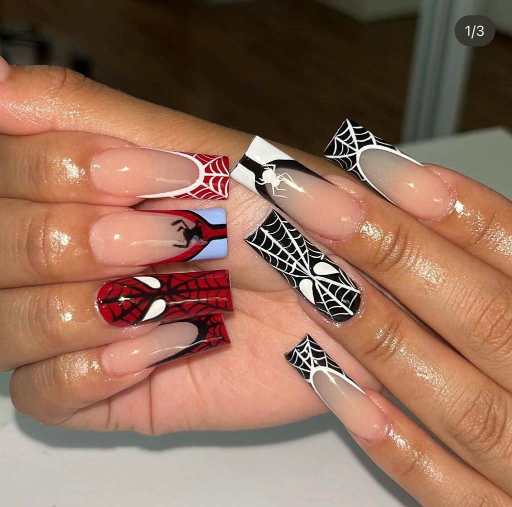 Spider-man fake nails