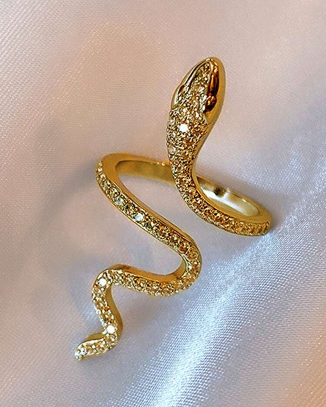 Bague décorée de strass en forme de serpent, 1 pièce, adaptée au port quotidien des femmes