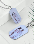 Collier unisexe plaque d’image gravée au laser couple