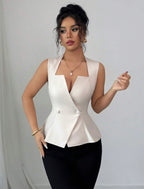 Top Croisé Élégance Sans Manches-Élégance bureau & soirée