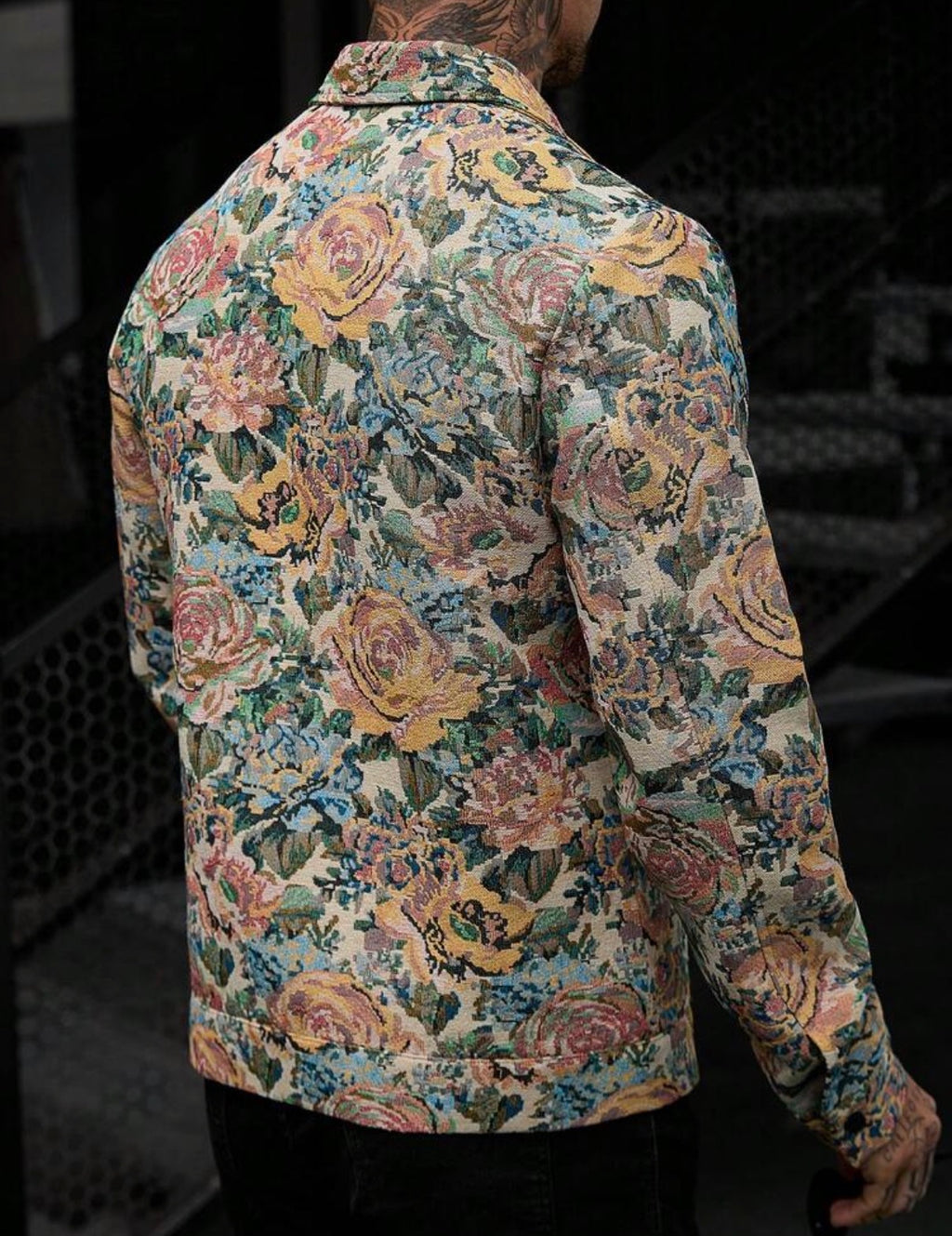 Men's Vintage Woven Floral Jacket – Zip Closure