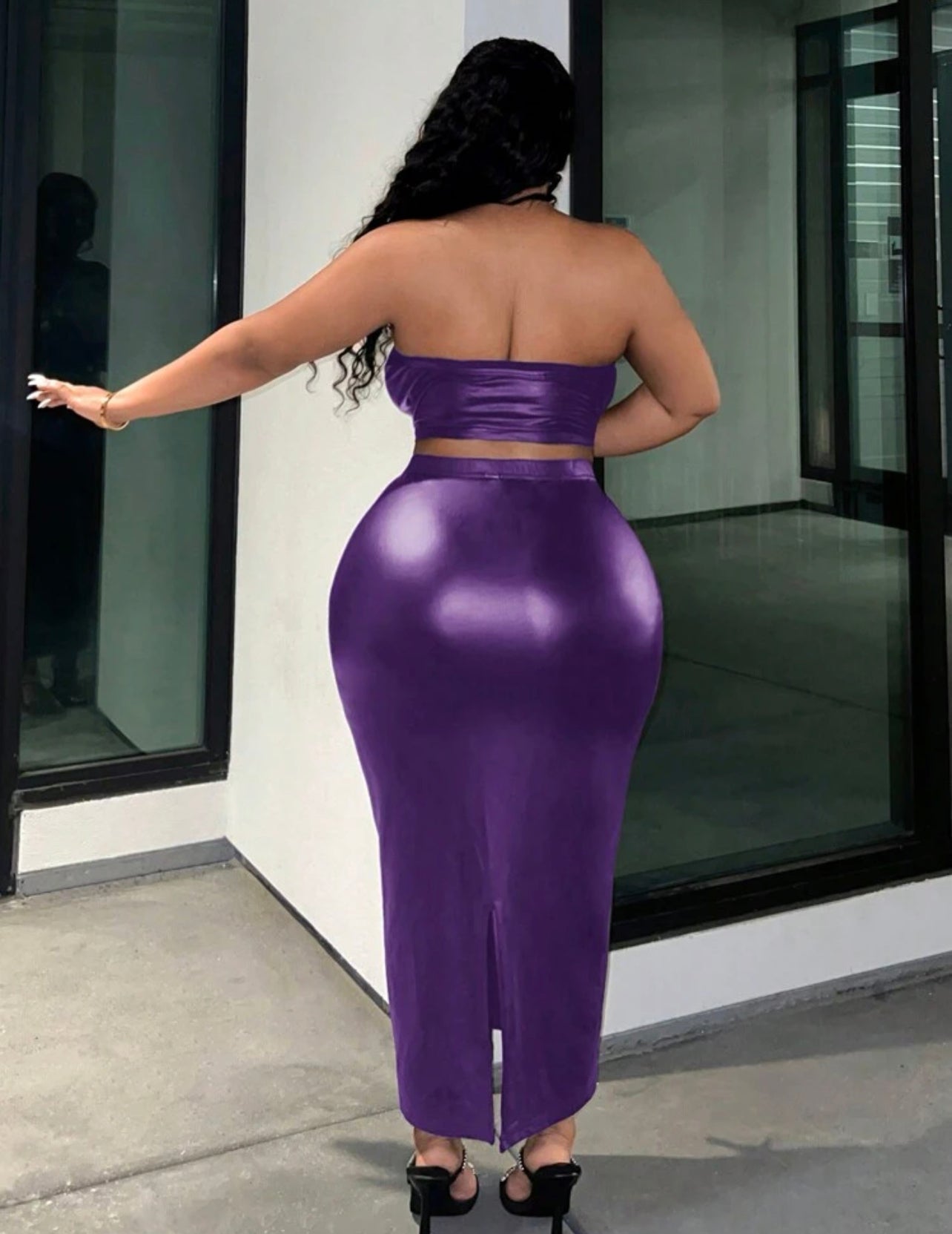 Ensemble 2 pièces cuir PU femme ronde Apoutchou