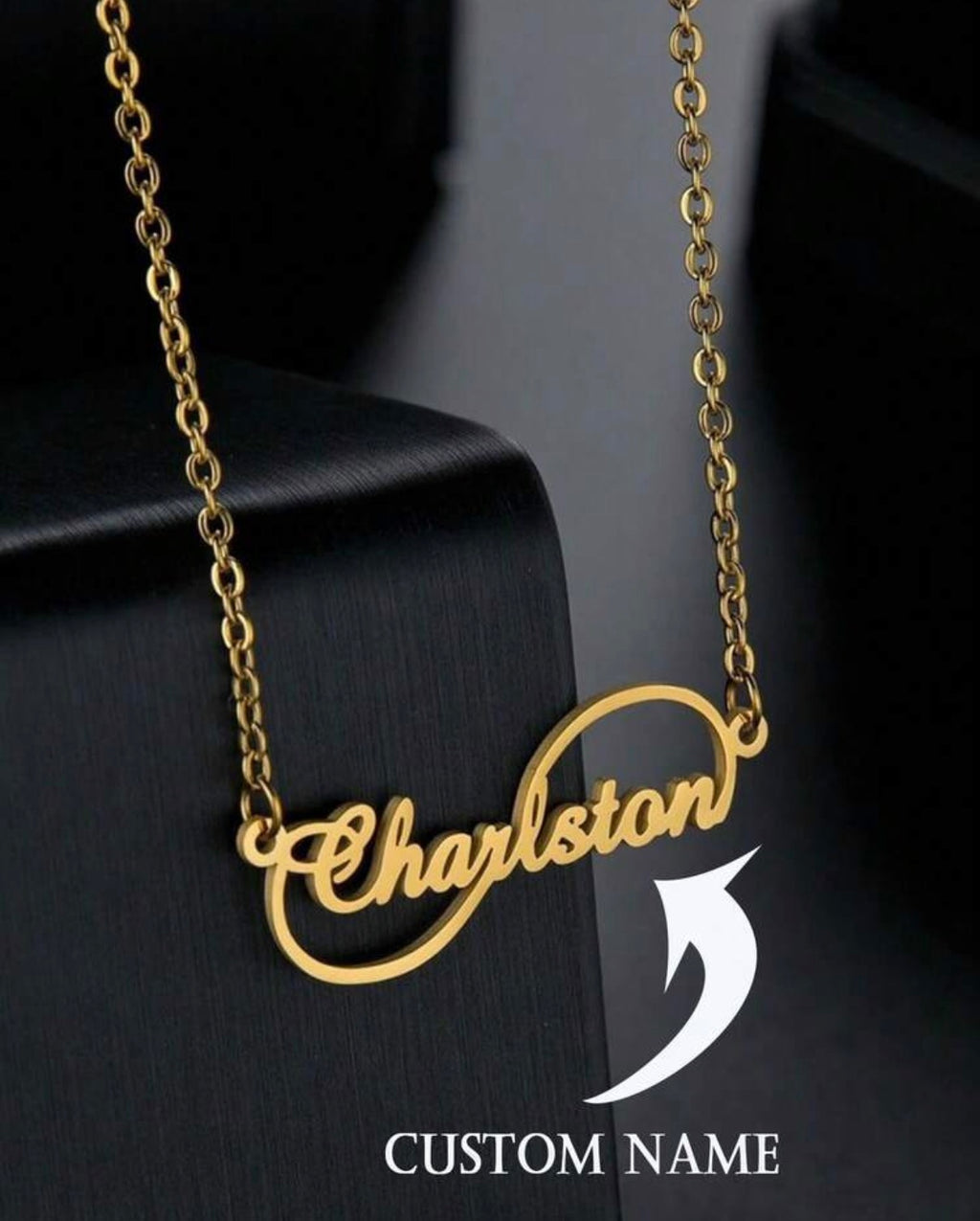 Collier Infinity Personnalisé avec Deux Noms et Cœurs