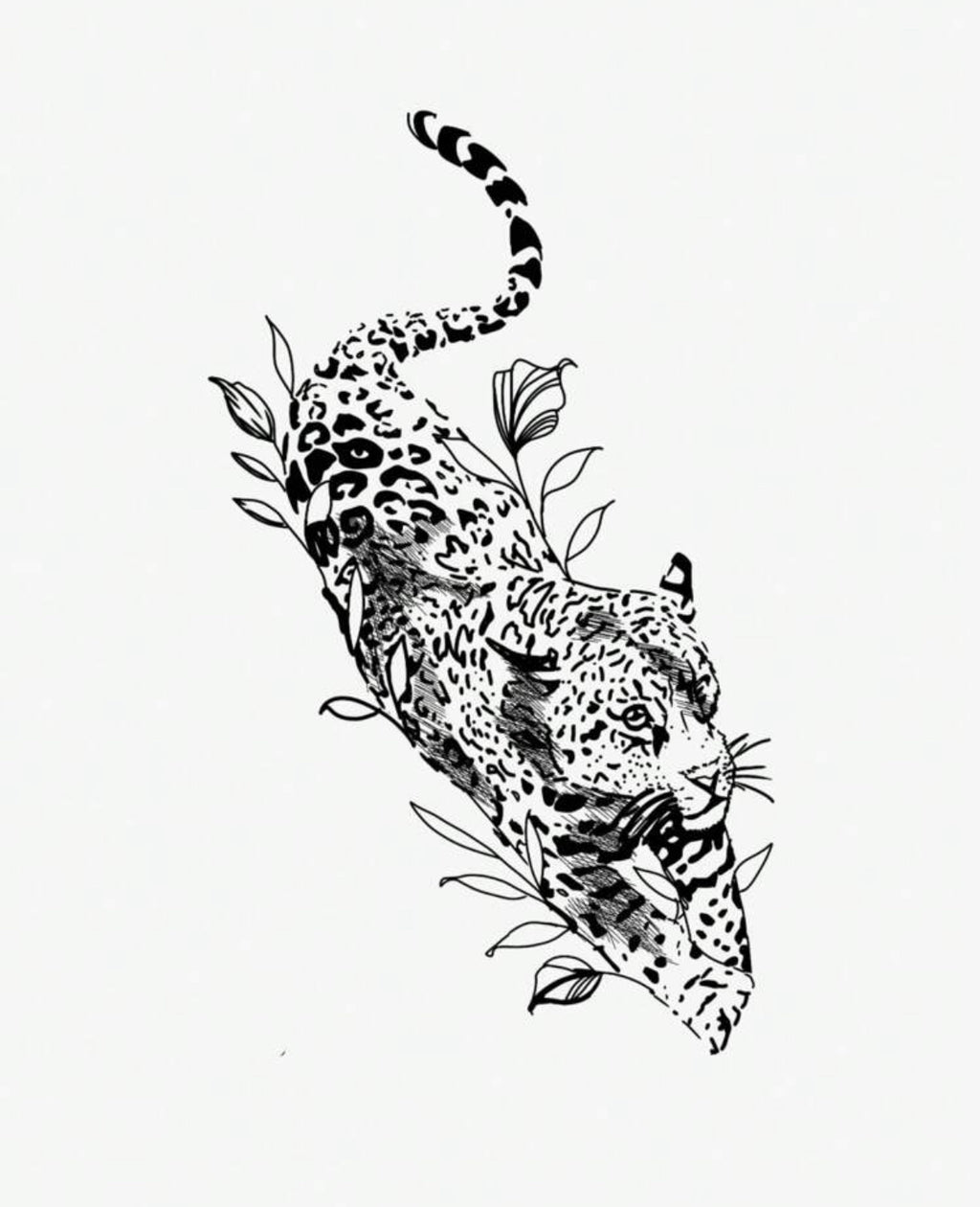 Tatouage Temporaire Léopard Artistique – Design Sauvage et Élégant