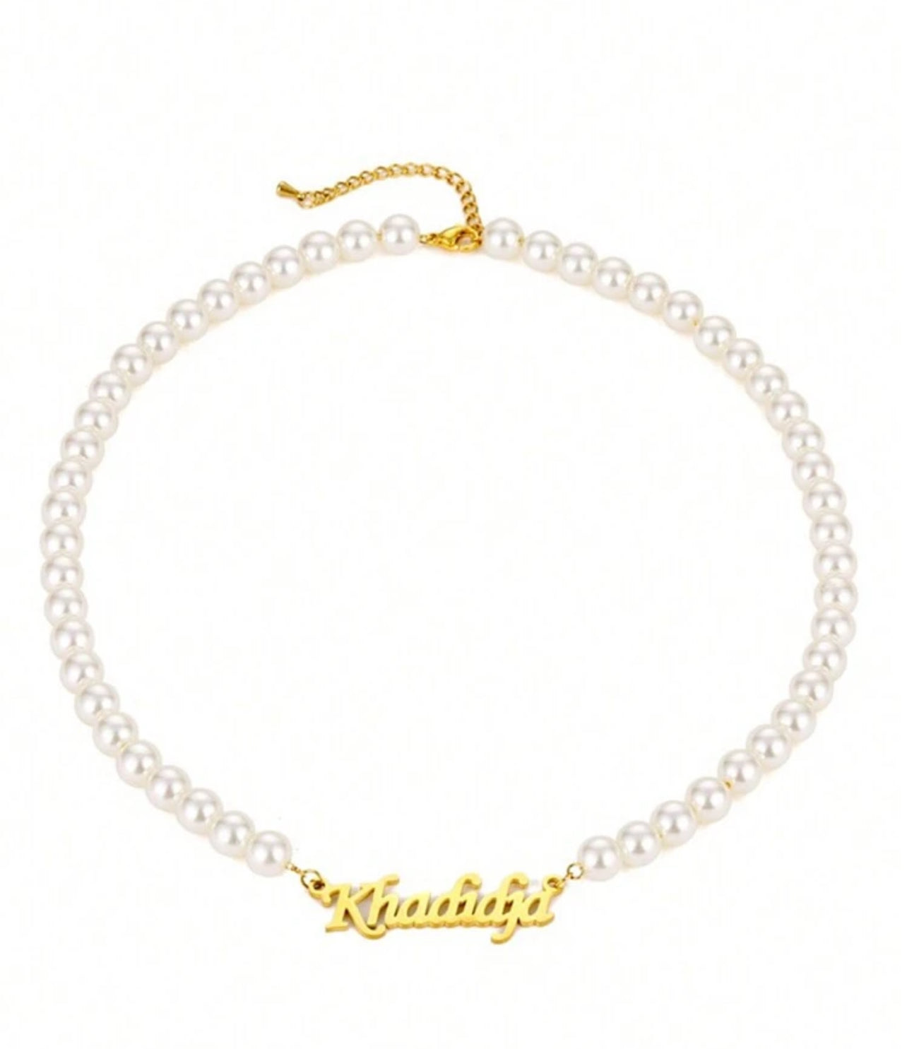 Collier de perles en acier inoxydable avec lettre de nom personnalisée