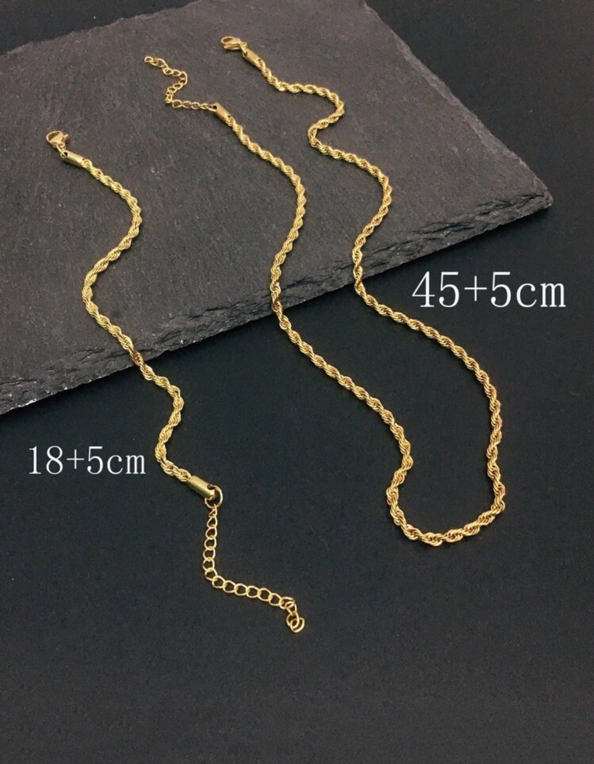 Ensemble Chaîne & Bracelet Torsadés en Acier Inoxydable Doré