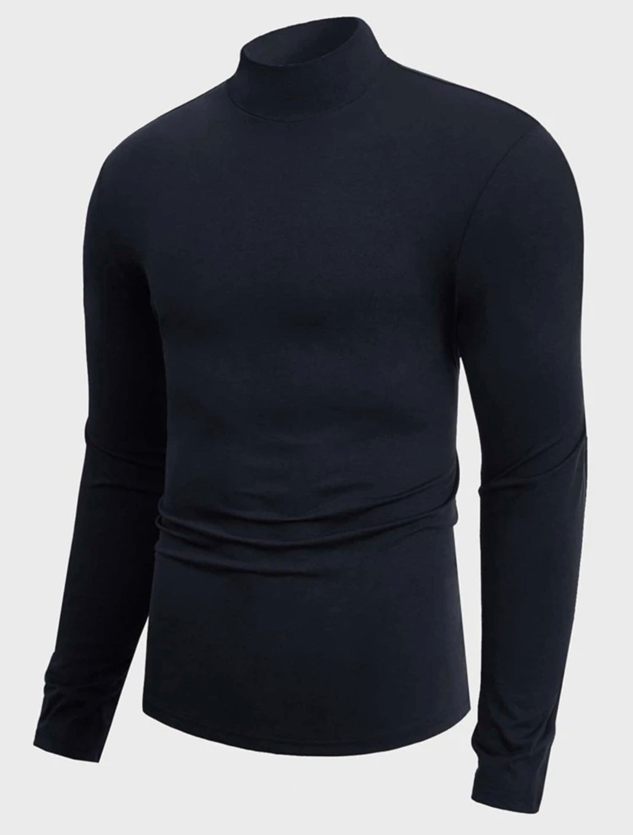 T-Shirt Unicolore En Coton À Col Montant