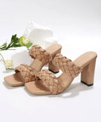 Mules design tressé à talons épais
